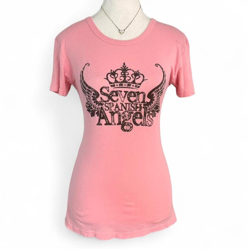 Alternative Vintage Y2K Baby Tee Full Length Short Sleeve Top 100% Cotton Size M